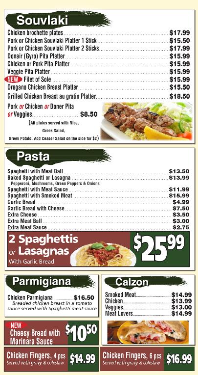 La bella outlet pizza menu